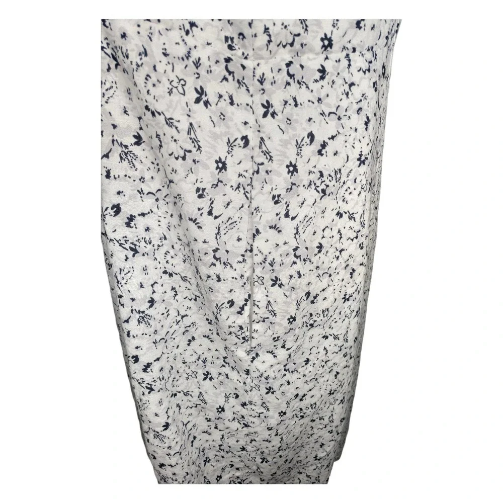 Gap White Grey Black Floral Linen Bib Front Button Down Dress w Pockets 16 Tall - Picture 5 of 9